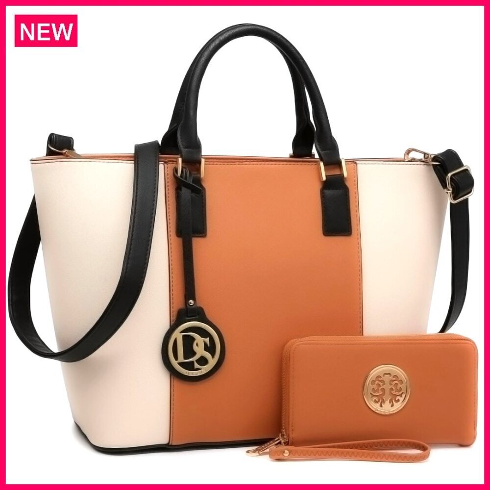 Large Vegan Leather Tote Bag With Wallet, Work Shoulder Satchel Purse